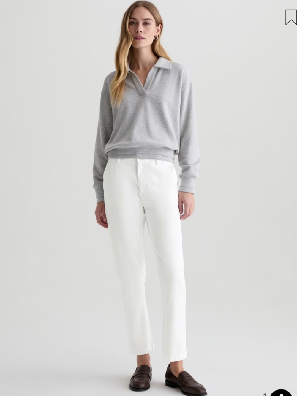 AG Adriano Goldschmied White Straight-Leg Jeans